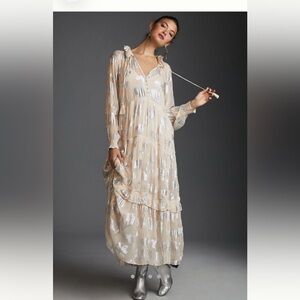 Anthropologie Marais Dress Shine Version in “Peach” size XS